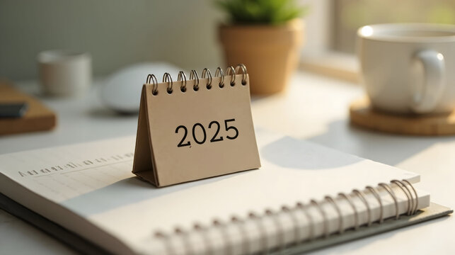 Minimalist desk calendar showing 2025