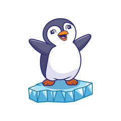 Charming Penguin Standing on Ice
