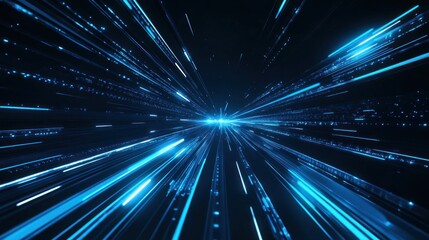 Abstract Blue Light Streaks: Speed and Technology