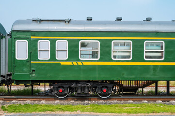 Old green passenger train in China