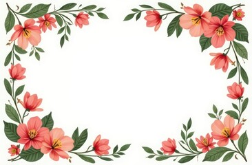 Floral banner arranged from leaves and flowers