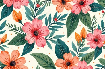 colorful tropical floral pattern