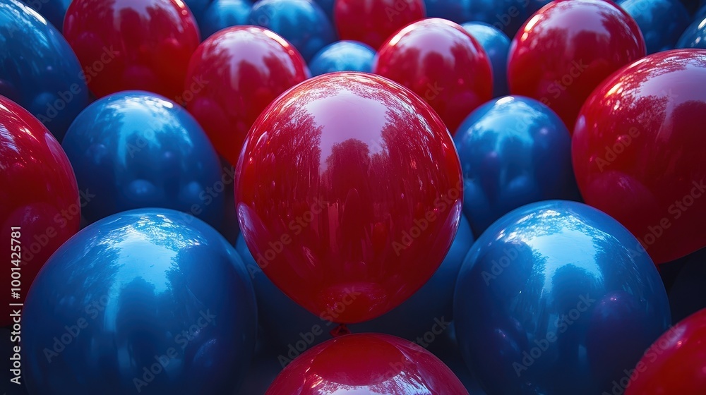 Aufkleber a cluster of vibrant red and blue balloons, creating a captivating visual of contrasting colors and 