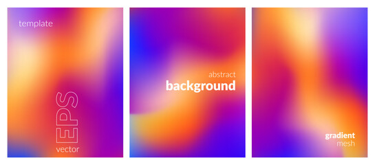 Collection. Abstract liquid background. Vibrant color blend. Blurred fluid colors. Gradient mesh. Modern design template for posters, ad banners, brochures, flyers, covers, websites. EPS vector image
