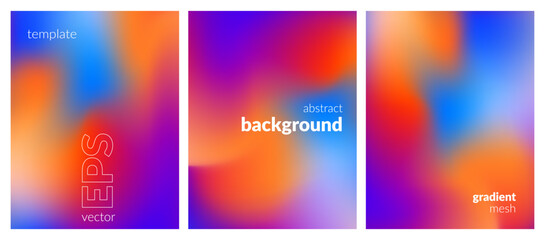 Collection. Abstract liquid background. Vibrant color blend. Blurred fluid colors. Gradient mesh. Modern design template for posters, ad banners, brochures, flyers, covers, websites. EPS vector image