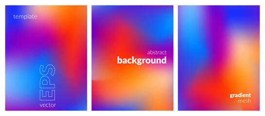 Collection. Abstract liquid background. Vibrant color blend. Blurred fluid colors. Gradient mesh. Modern design template for posters, ad banners, brochures, flyers, covers, websites. EPS vector image