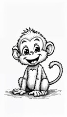 Obraz premium a black and white drawing of a monkey with a long tail