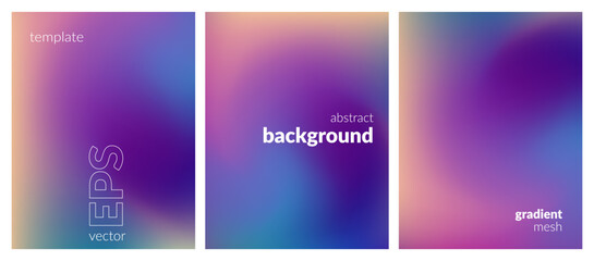 Collection. Abstract liquid background. Vibrant color blend. Blurred fluid colors. Gradient mesh. Modern design template for posters, ad banners, brochures, flyers, covers, websites. EPS vector image