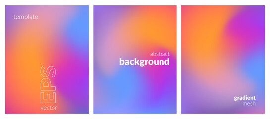 Fototapeta premium Collection. Abstract liquid background. Vibrant color blend. Blurred fluid colors. Gradient mesh. Modern design template for posters, ad banners, brochures, flyers, covers, websites. EPS vector image