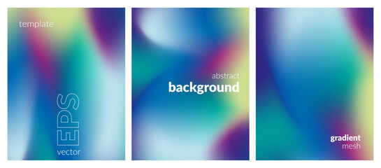 Collection. Abstract liquid background. Vibrant color blend. Blurred fluid colors. Gradient mesh. Modern design template for posters, ad banners, brochures, flyers, covers, websites. EPS vector image