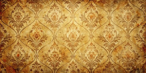 Distressed, worn, and faded vintage background features a richly textured, warm-toned, nostalgic paper design with subtle tears, creases, and ornate Victorian-era inspired patterns.