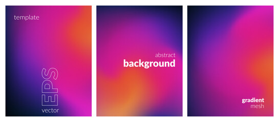 Collection. Abstract liquid background. Vibrant color blend. Blurred fluid colors. Gradient mesh. Modern design template for posters, ad banners, brochures, flyers, covers, websites. EPS vector image