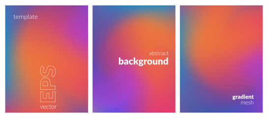 Collection. Abstract liquid background. Bright color blend. Blurred fluid effect. Gradient mesh. Modern design template for posters, ad banners, brochures, flyers, covers, websites. EPS vector image