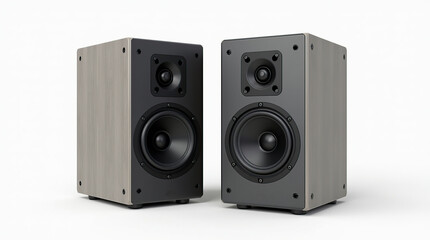 Obraz premium Modern sound speakers and subwoofer on white background