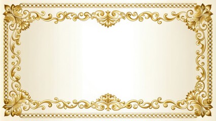 Elegant golden-wreathed certificate border with ornate flourishes and subtle shading, perfect for diplomas, awards, and special recognition documents with a touch of sophistication.