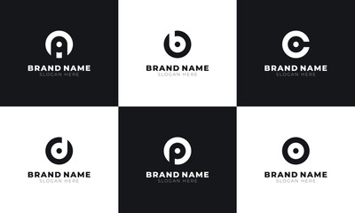 Letters ABCDPO Vector Logos. Set of Six Monogram Logos