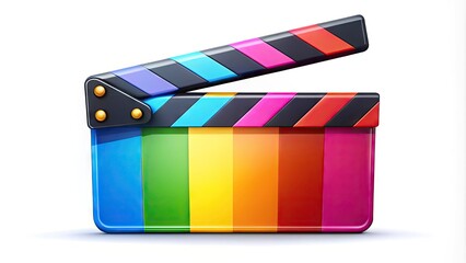 Fototapeta premium Cartoon Clapper Board Icon for Film and Movie Production, Creative Media and Entertainment Concept