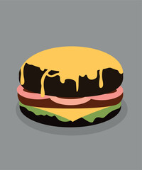 Illustration with Hamburger at Cheese Taste