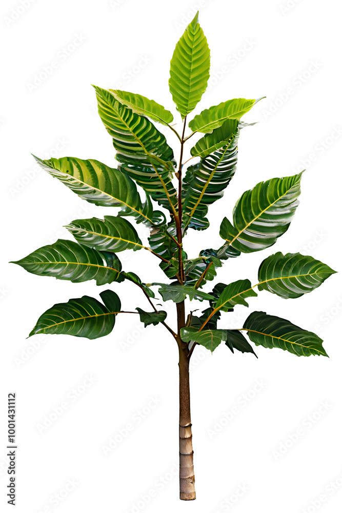 Wall mural tree on transparent background, realistic tree with green leaf branch bush stand alone isolate and b