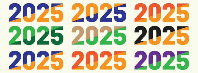 Colorful 2025 vector file, new year 2025