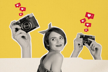 Trend artwork composite sketch image photo collage of silhouette woman face model posing portrait...