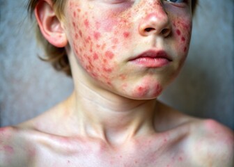 Fototapeta premium Detailed Close-Up of Skin Rash Caused by Milk Allergy on Human Skin with Redness and Irritation