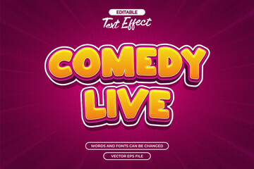 Comedy live editable text effect with purple background and comic style