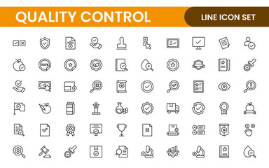 Quality Control line icon set. Included the icons as inspect, QA, qualify, quality control, check, verify, and more.