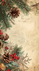 Rustic Christmas Tree with Red Baubles and Star Decorations
