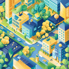 Isometric Sustainable Living Community