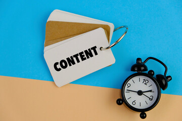 Text of CONTENT on the white small note book with blue and cream background as an learning and book syllabus 