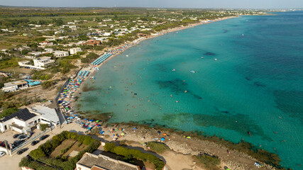 Aerial view of Punta Prosciutto. It is a seaside hamlet of Porto Cesareo, in the province of Lecce,...