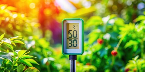 Digital thermometer display showing temperature conversion from 50 degrees Fahrenheit to Celsius