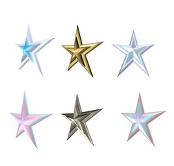 3d colorful shiny stars with different angles