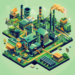 Obraz premium Isometric Sustainable Production Illustration