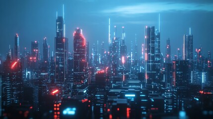 Fototapeta premium A vision of 2025, where AI systems dominate the business world, robots manage corporate tasks, and advanced technology redefines how companies achieve their goals, surrounded by sleek cityscapes