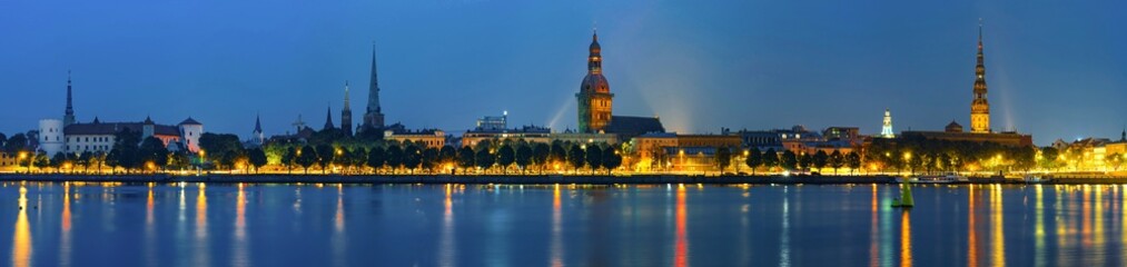 Night panorama of Riga, capital of Latvia