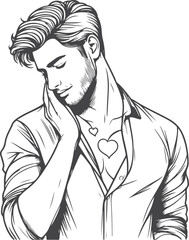 Man, Boy, and Husband Line Art Drawing vector design.