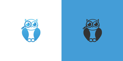 Printvector logo of owl with magnifying glass