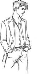 Man, Boy, and Husband Line Art Drawing vector design.