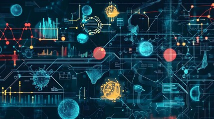 Futuristic Digital Interface with Coronavirus Data Visualization