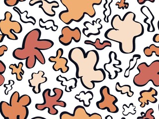 Abstract seamless pattern of figures of different shapes and shades black outlines. Organic smooth and wavy forms impression of lightness and ease. Pattern of clothes wallpaper print 