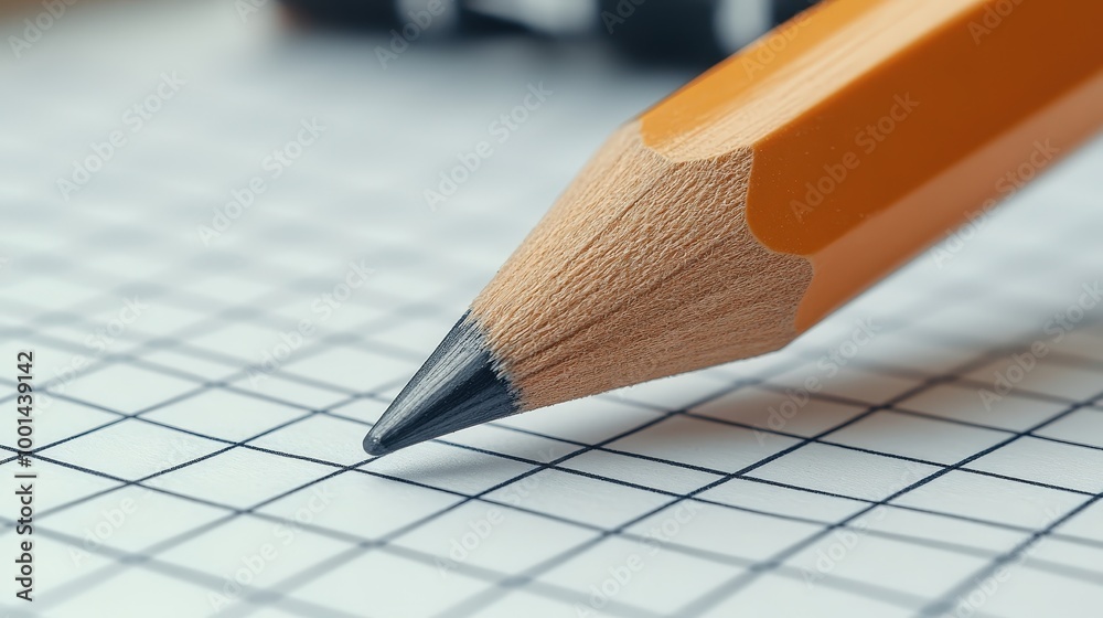 Aufkleber A close-up view of a graphite pencil tip poised on a sheet of graph paper, ready to mark a new beginning.