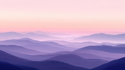 Soft purple mountains under a pastel sky at dusk. Gradient background.