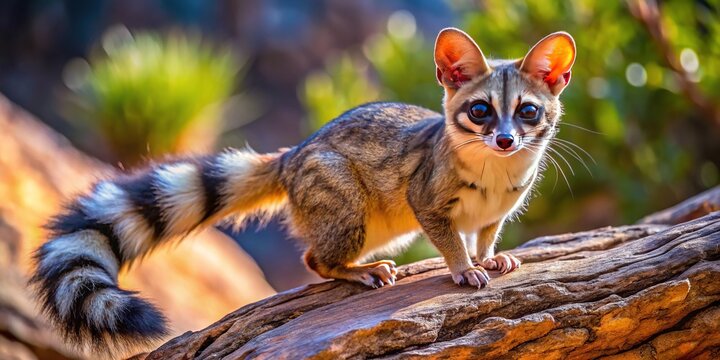 Elusive Arizona Ringtail in Natural Habitat Displaying Its Unique Features and Beautiful Fur Patterns
