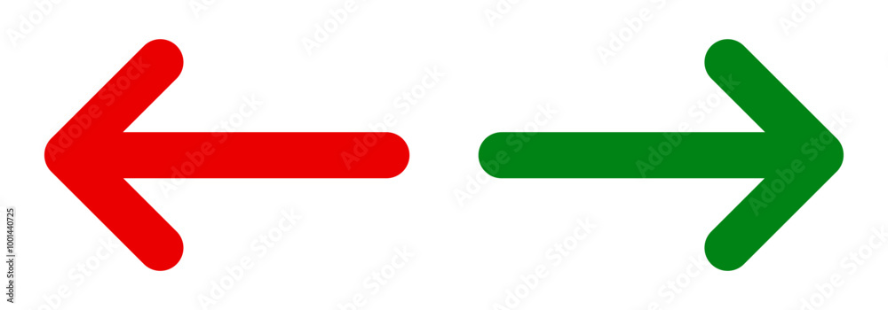 Aufkleber simple rounded left and right arrow red and green