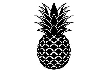 Obraz premium Minimalist Black Silhouette of a Pineapple on White Background