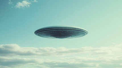 Fototapeta premium A large, alien shaped object is flying through the sky