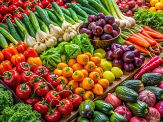 Fresh and Colorful Assortment of Vegetables with Labels Displaying Their Names and Varieties