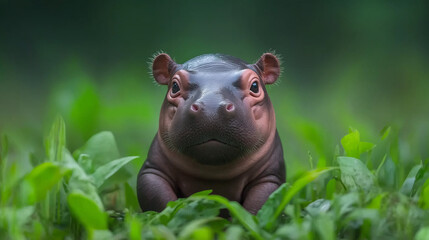Close-up of a baby pygmy hippo